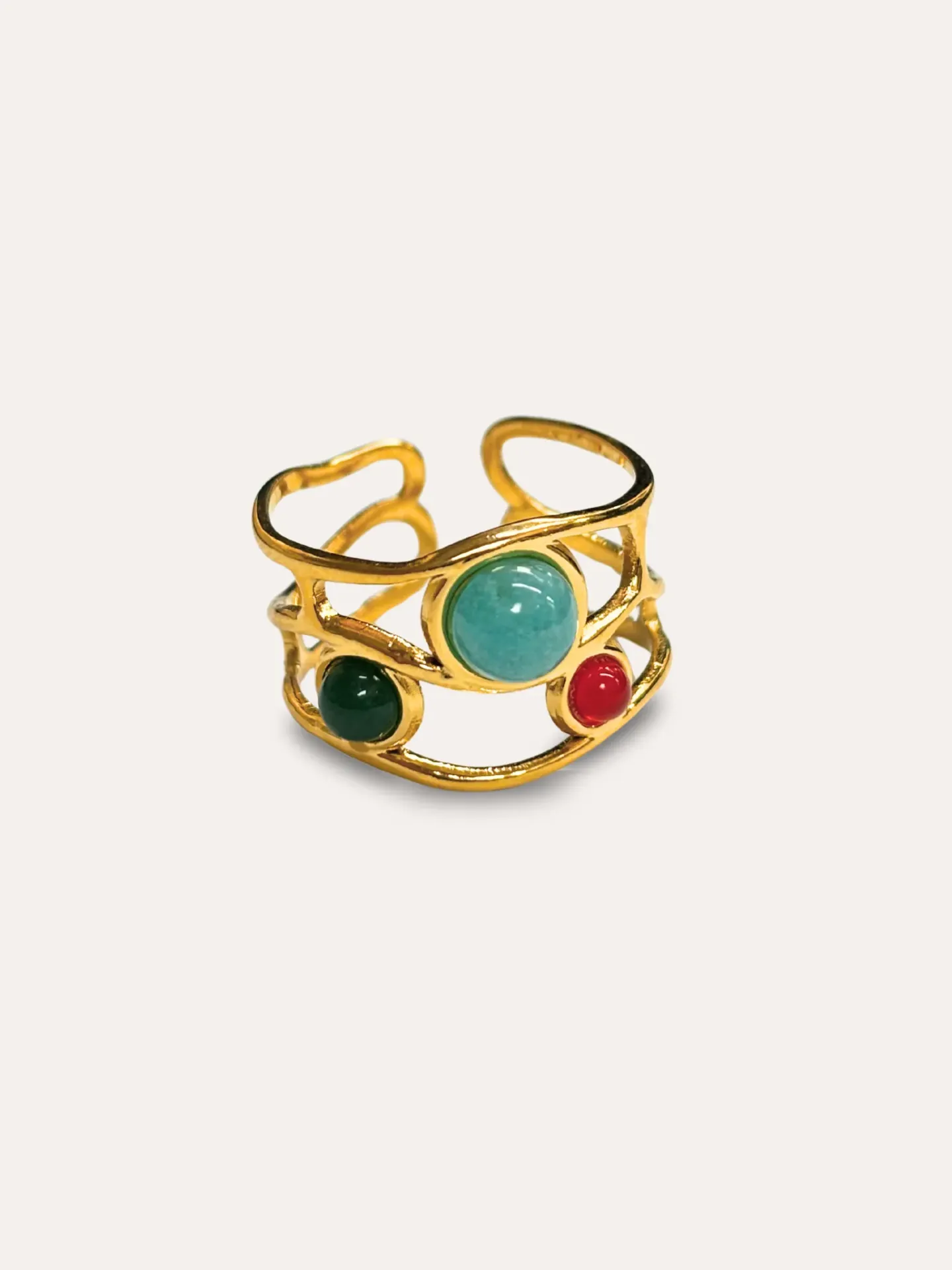 [340765] ANILLO PIEDRA NATURAL BAÑO ORO