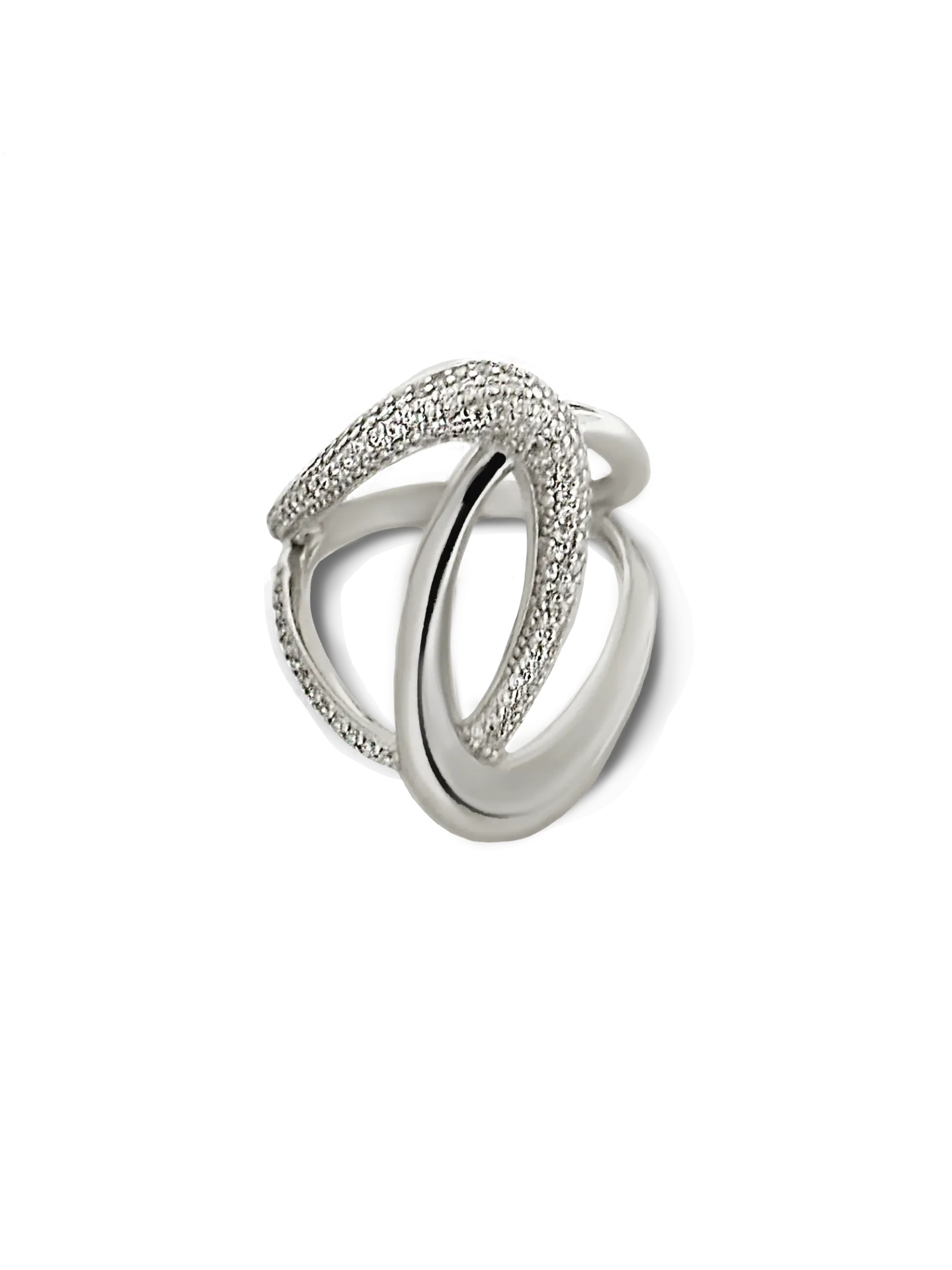 ANILLO ENTRELAZADO PAVÉ PLATA