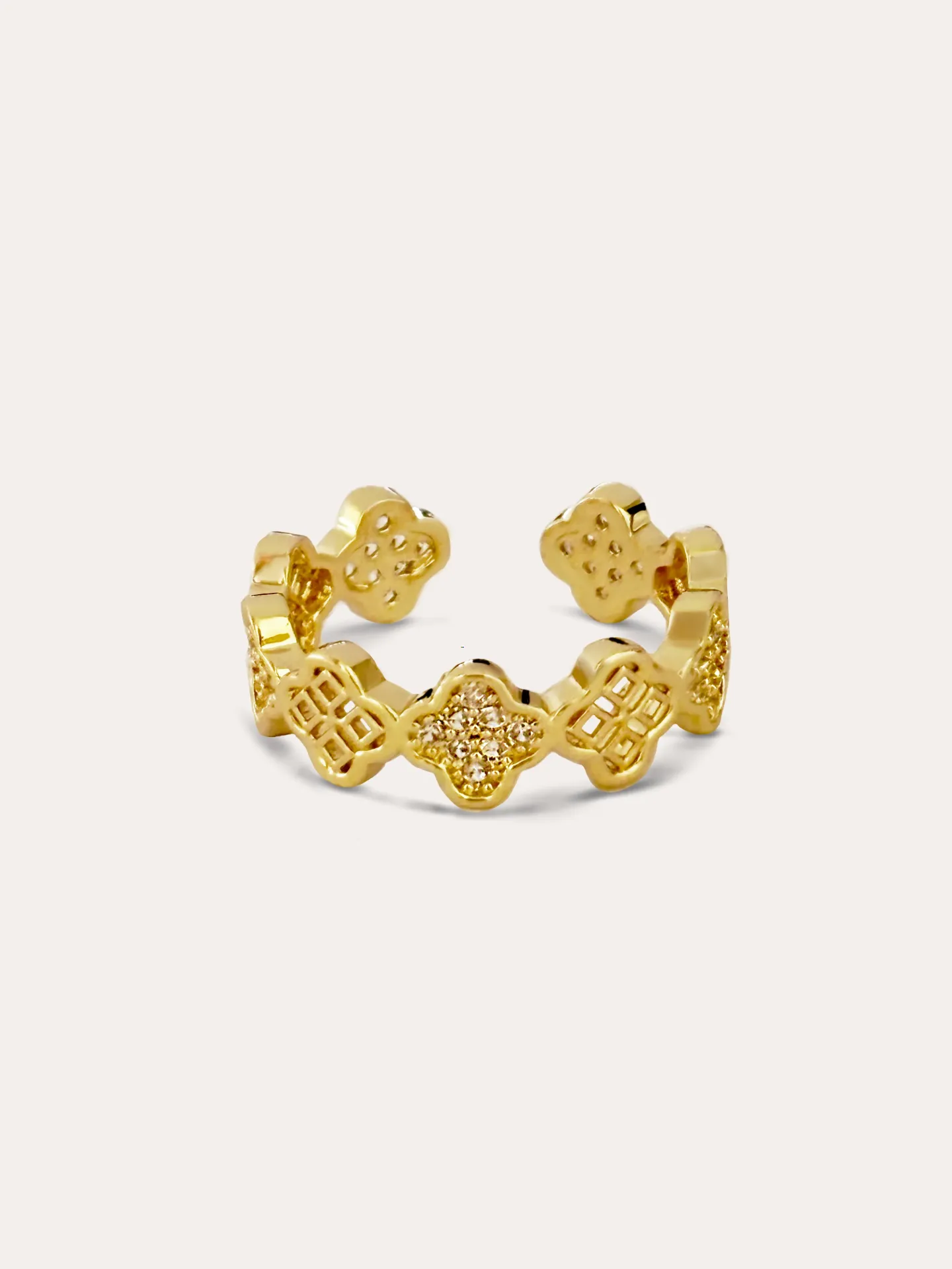 [440024] ANILLO TREBOL BAÑO ORO