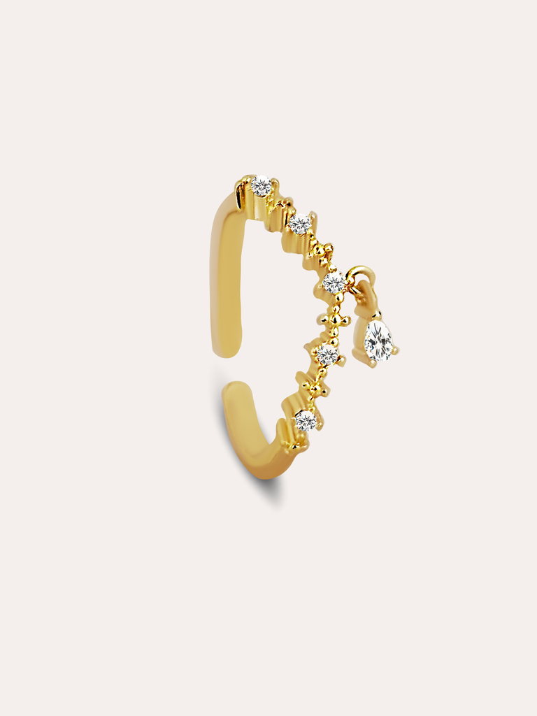 ANILLO ZIRCONIA COLGANTE BAÑO ORO