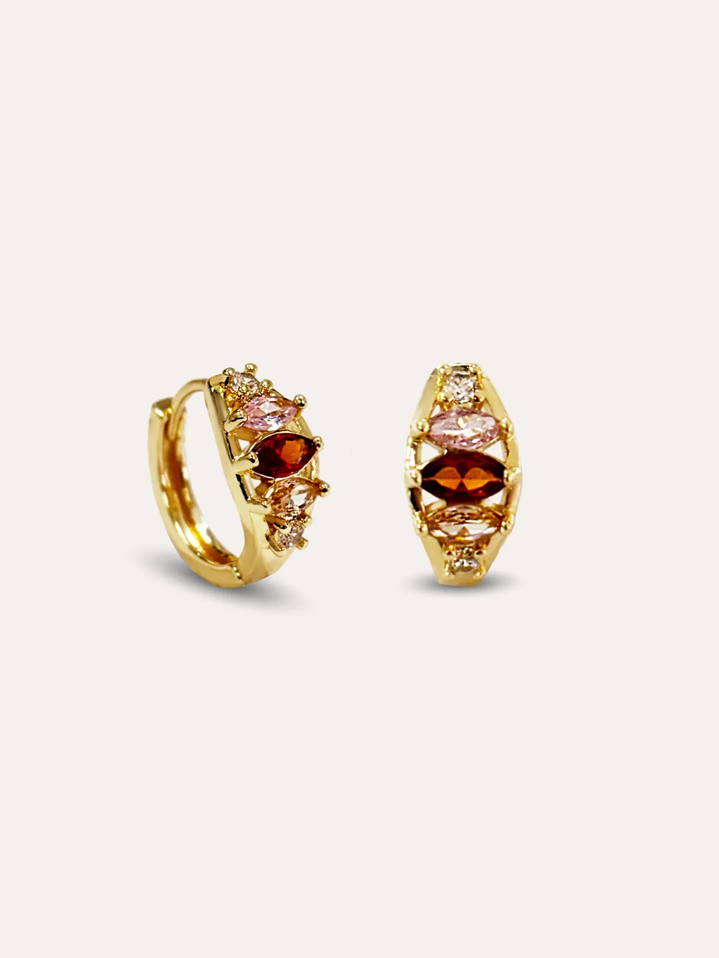 ARETES HUGGIES ZIRCONIAS BAÑO DE ORO