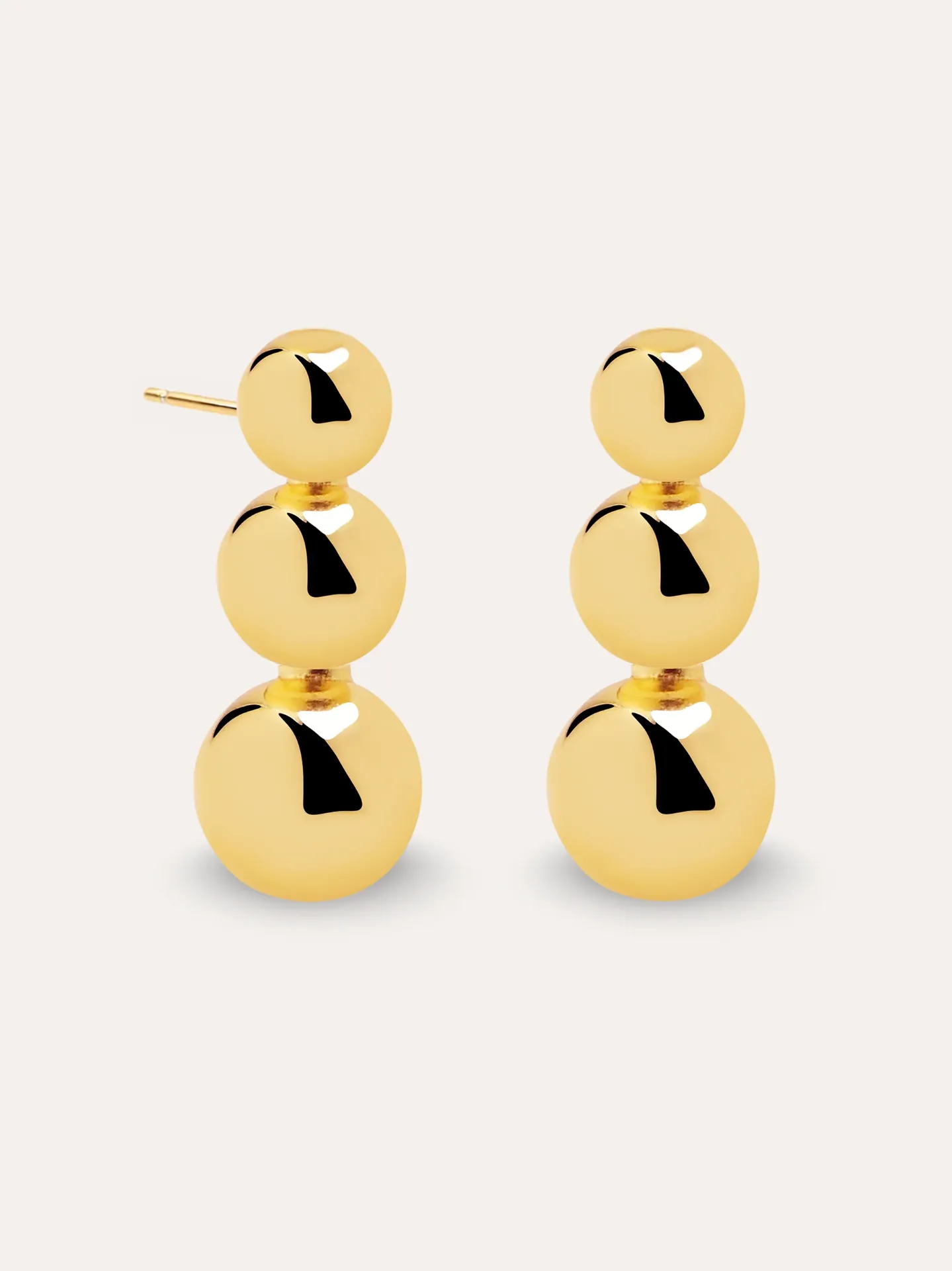 [B20010135] ARETES TRIPLE ESFERA BAÑO ORO