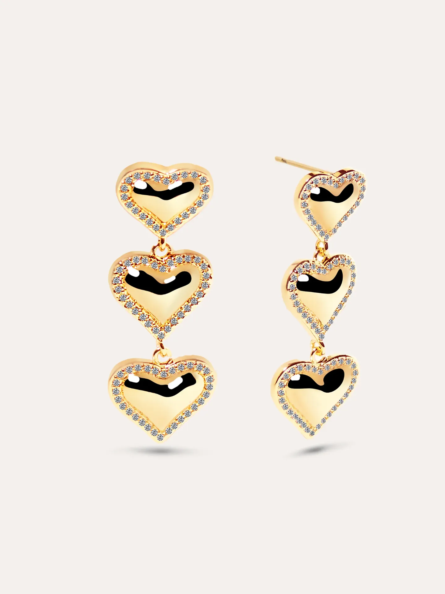 [200101010] ARETES LARGOS CORAZONES BAÑO ORO