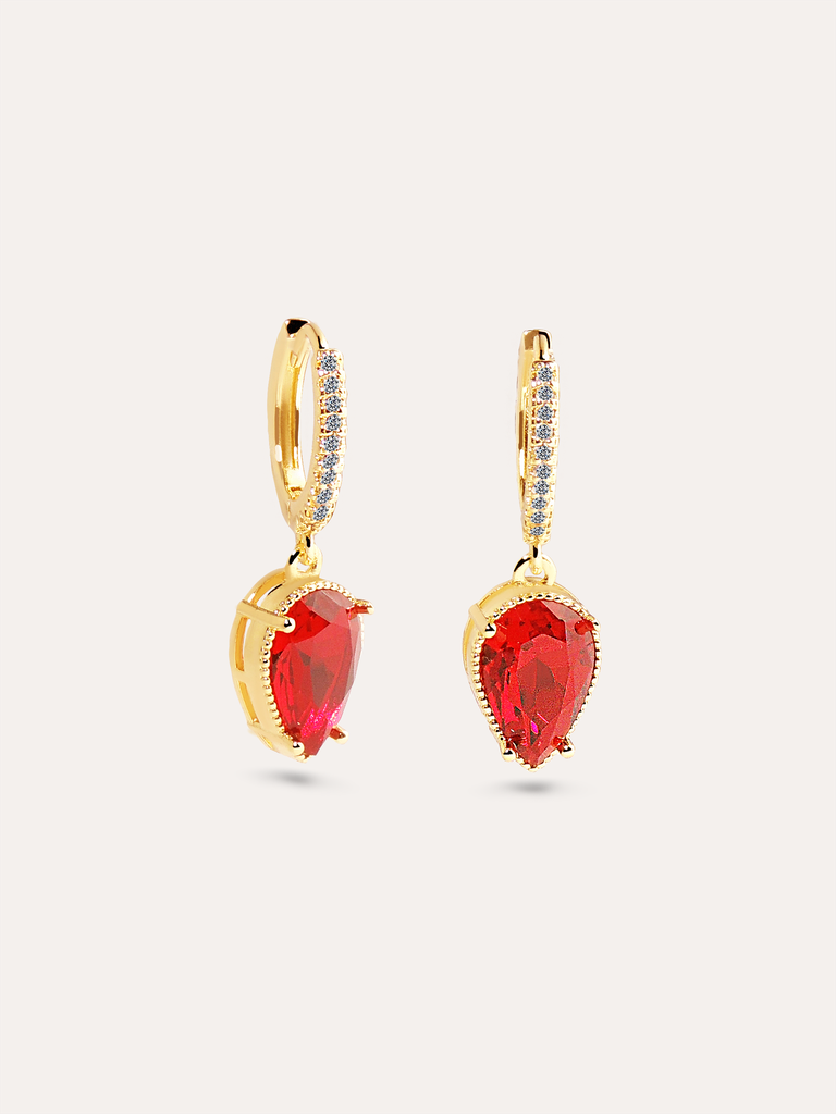 [20010101] ARETES ZIRCONIA ROJA BAÑO ORO