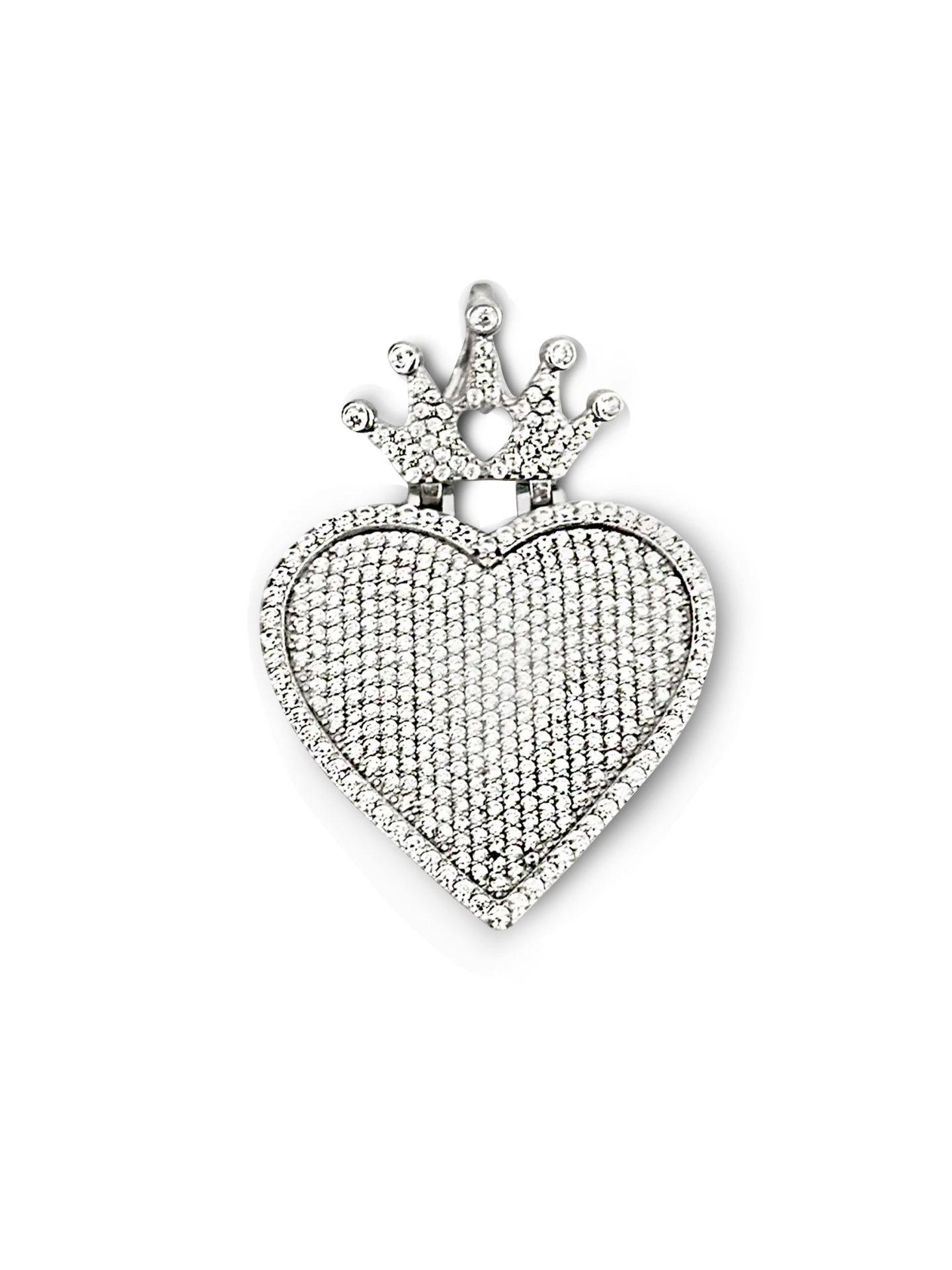 DIJE CORAZON CON CORONA ZIRCONIAS PLATA 925