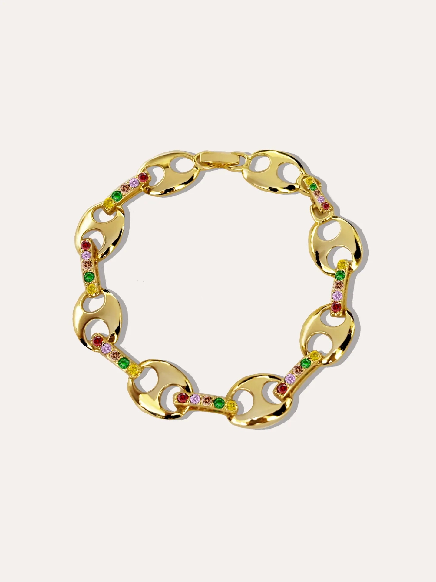 [340654] PULSERA ESLABONES ZIRCONIAS BAÑO DE ORO