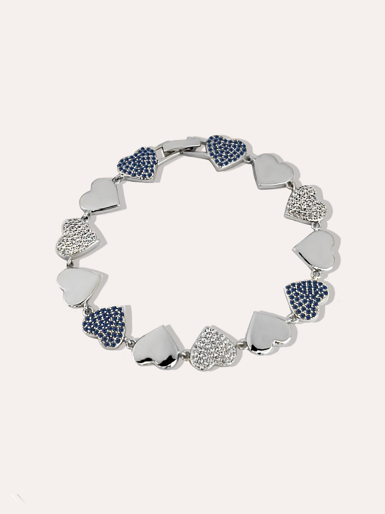 [340680] PULSERA CORAZONES ZIRCONIAS BAÑO RODIO