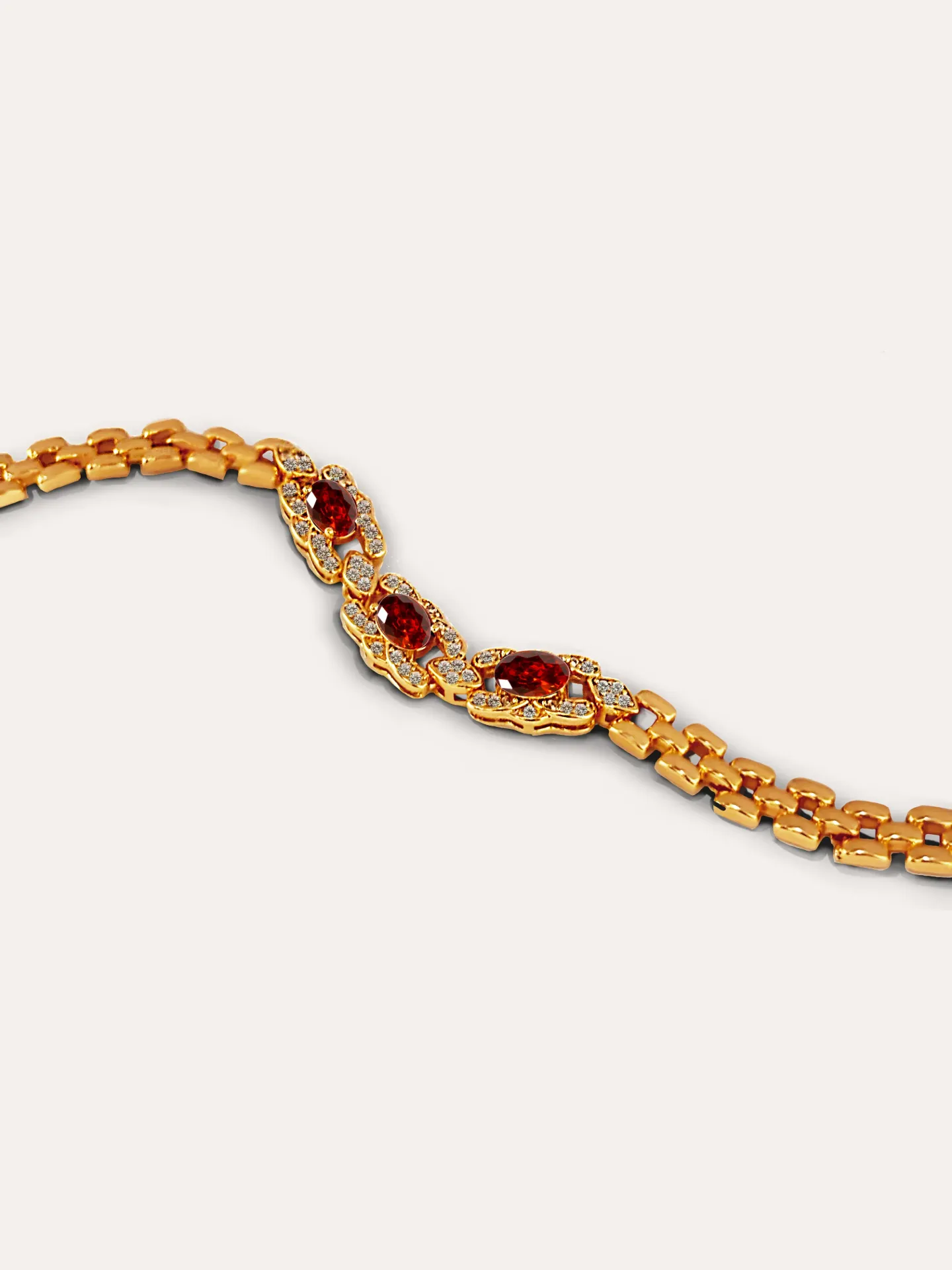 [340679] PULSERA MALEABLE ZIRCONIA ROJA BAÑO ORO