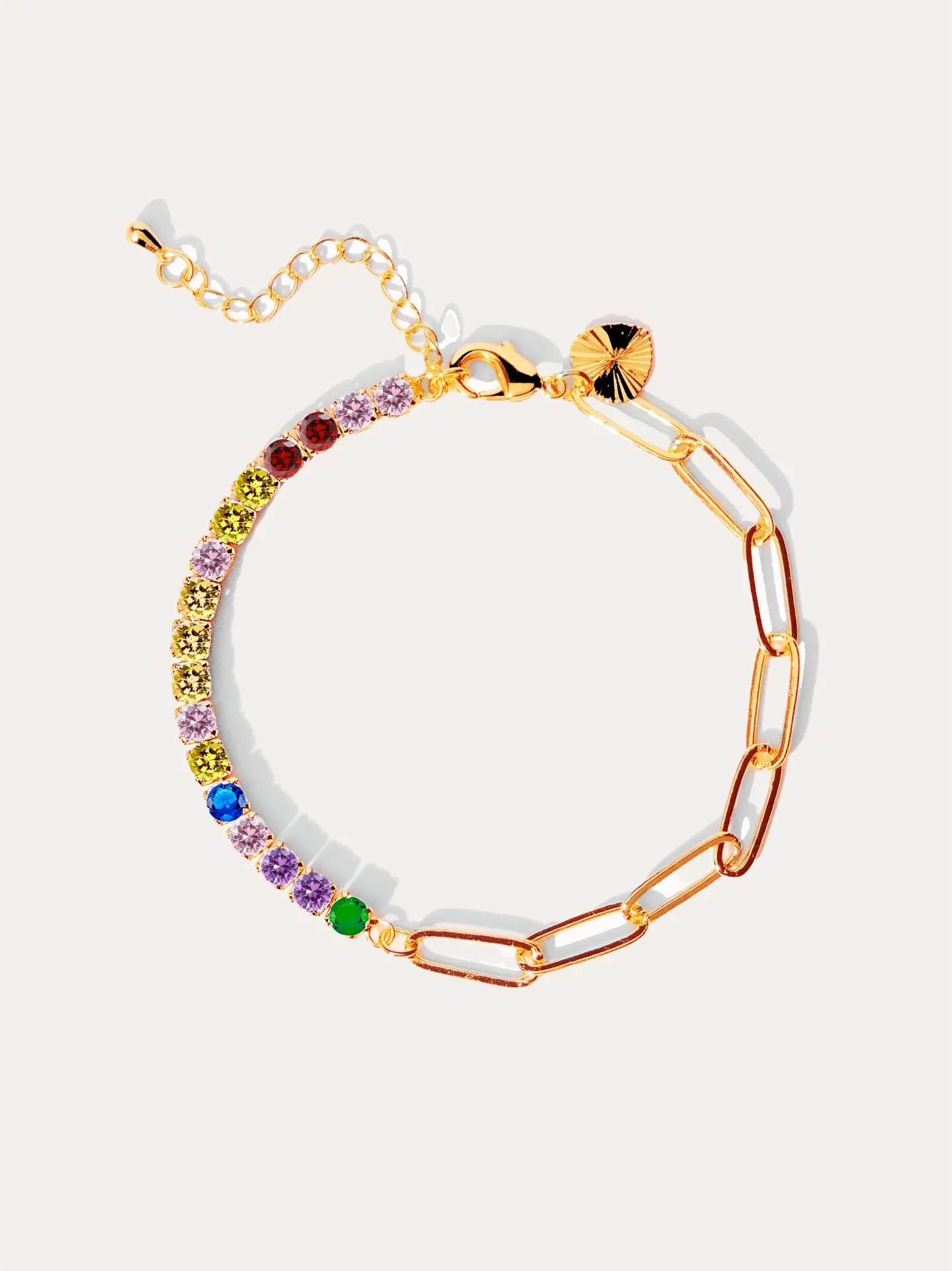[B20010155] PULSERA ZIRCONIAS CADENA  BAÑO ORO