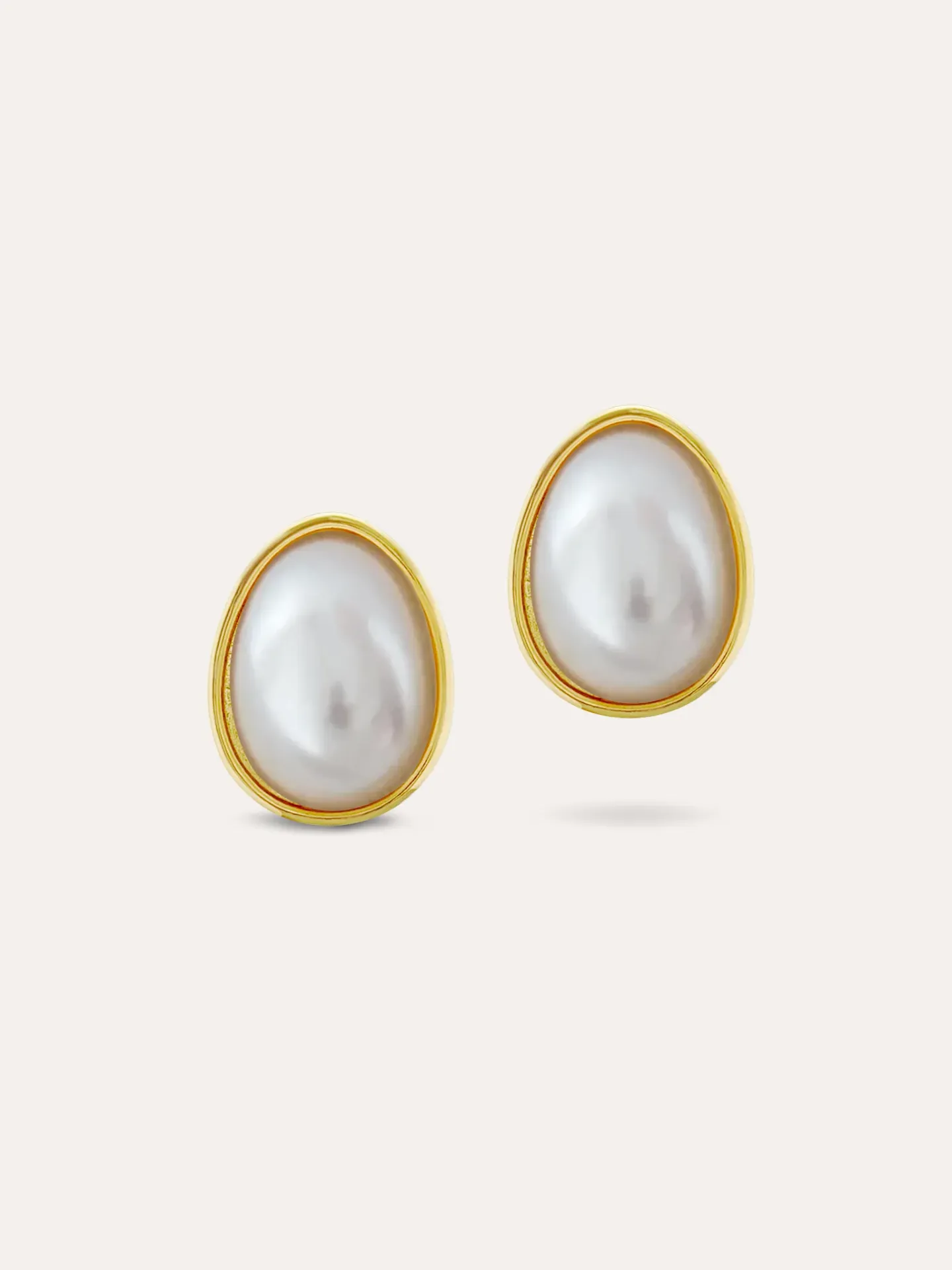 [460070] ARETES PERLA BAÑO ORO