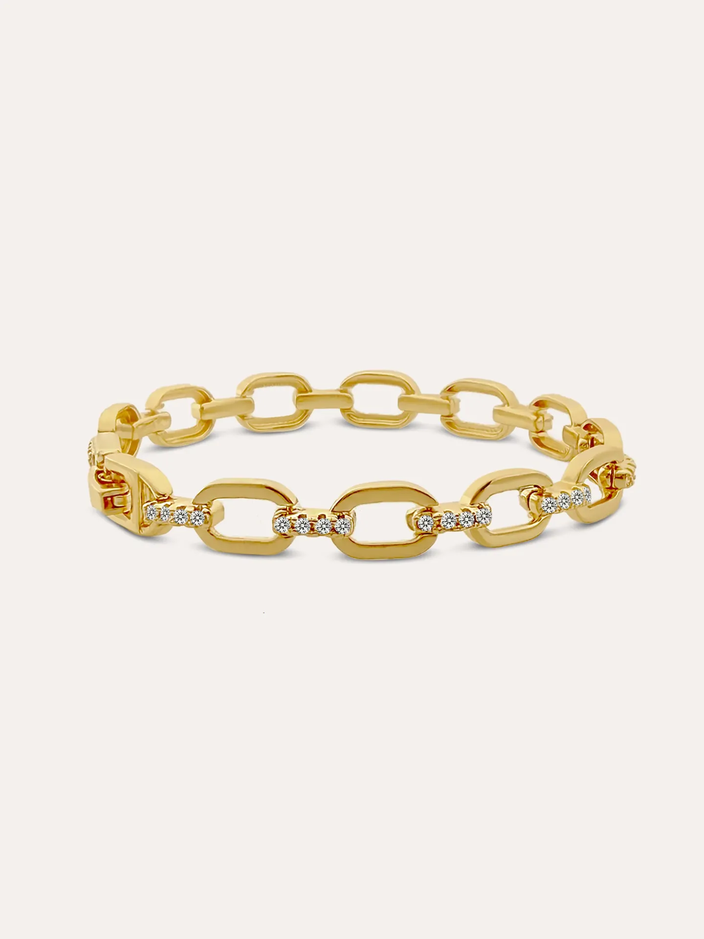 PULSERA ESLABÓN ZIRCONIAS BAÑO ORO