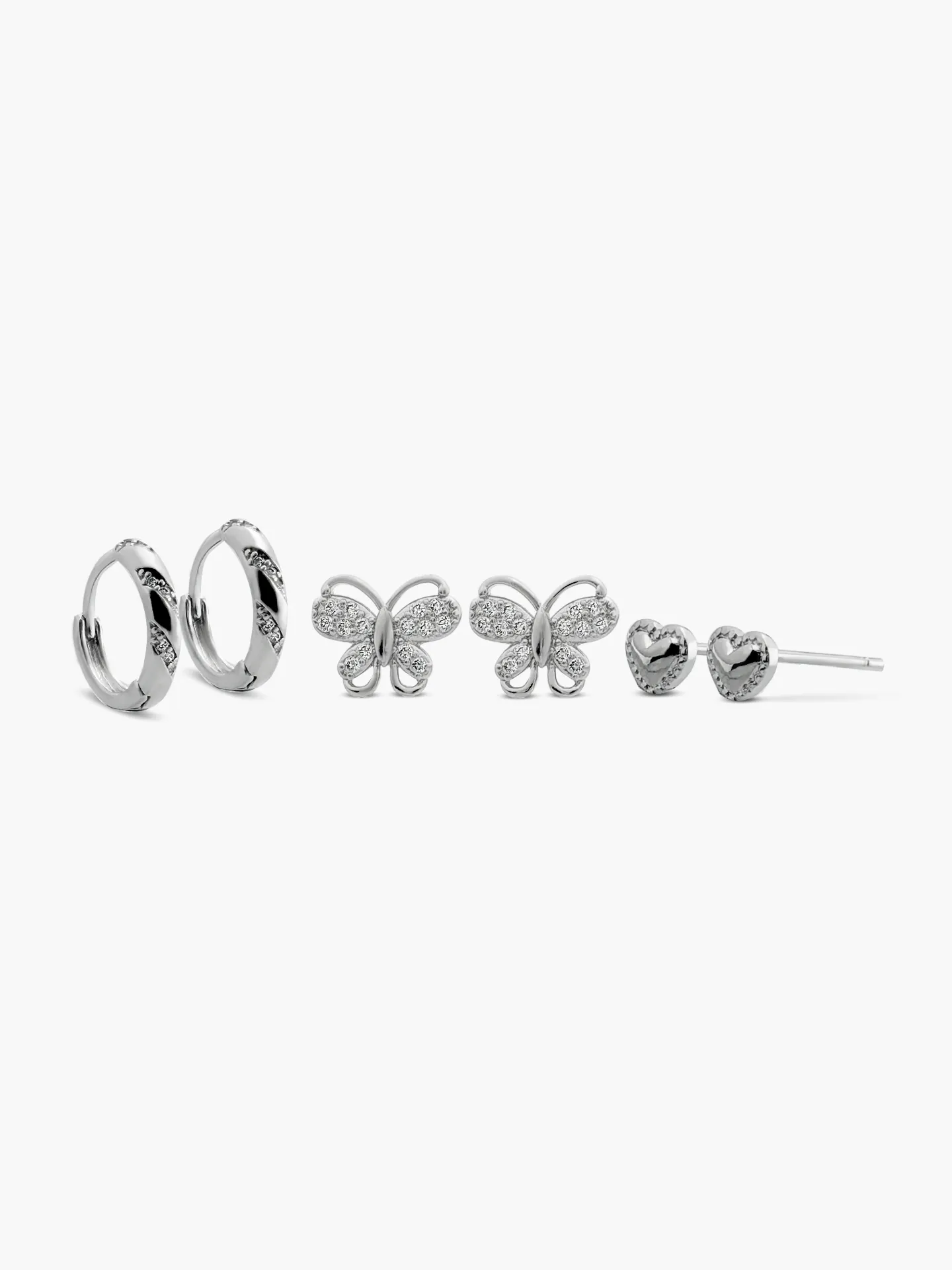 SET ARETES 3P BAÑO RODIO