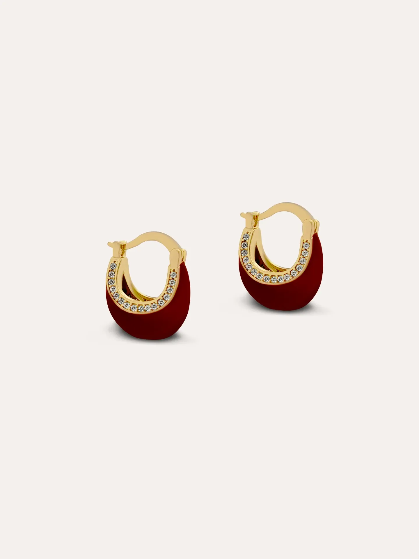 ARETES ARRACADA ESMALTE ROJO ZIRCS