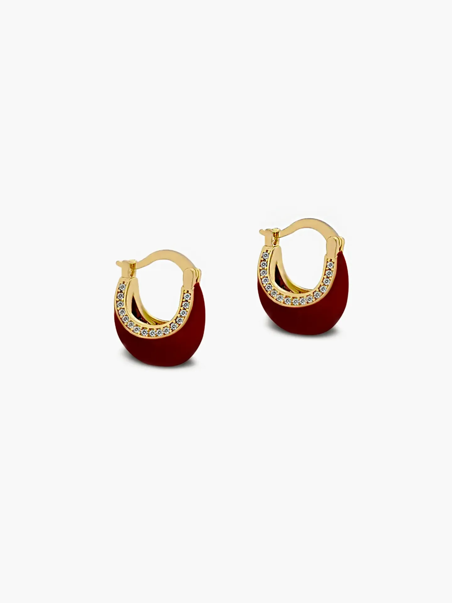 [460078] ARETES ARRACADA ESMALTE ROJO ZIRCS