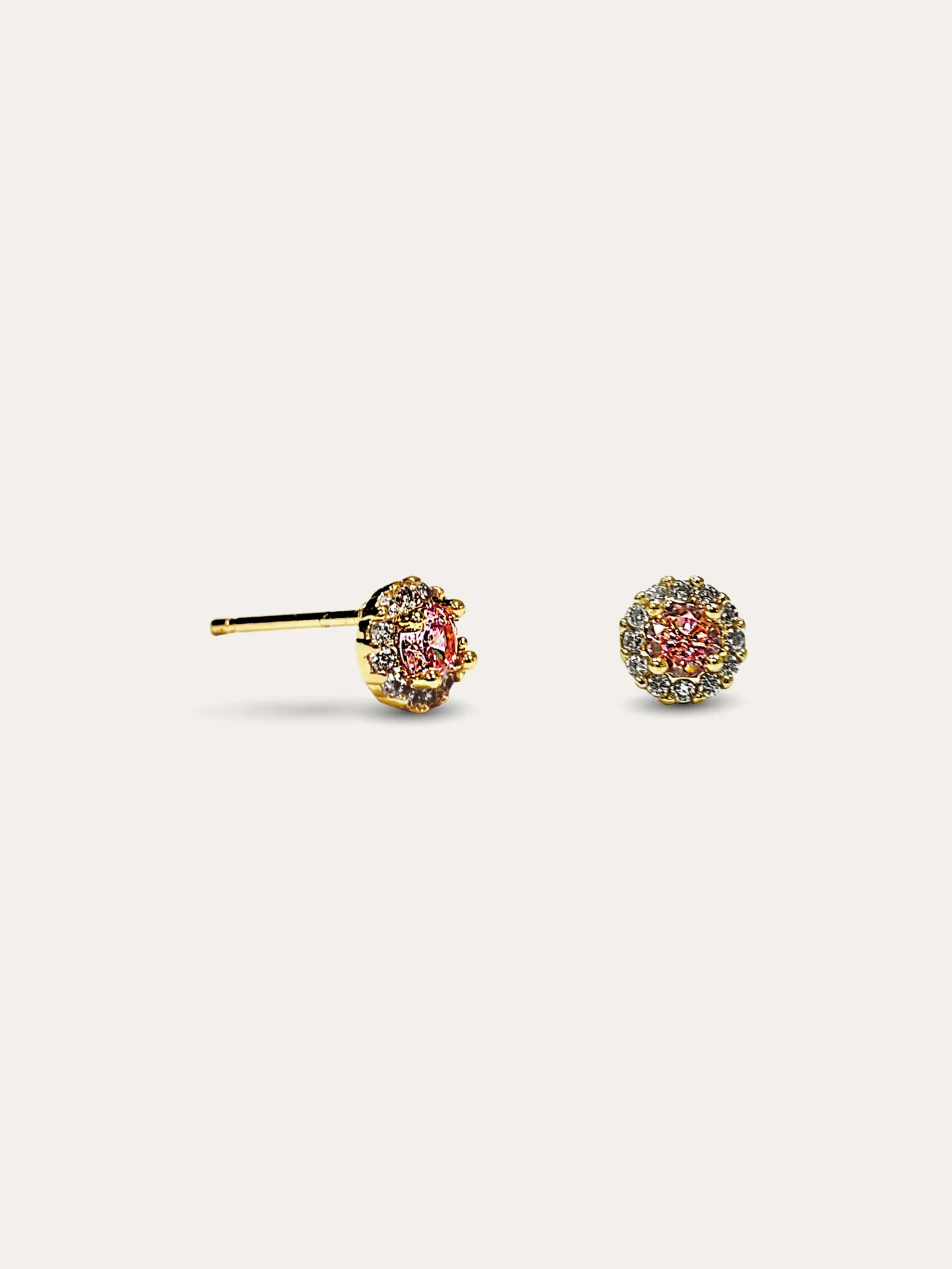ARETES BROQUEL ZIRCONIA BAÑO DE ORO (Rosa)