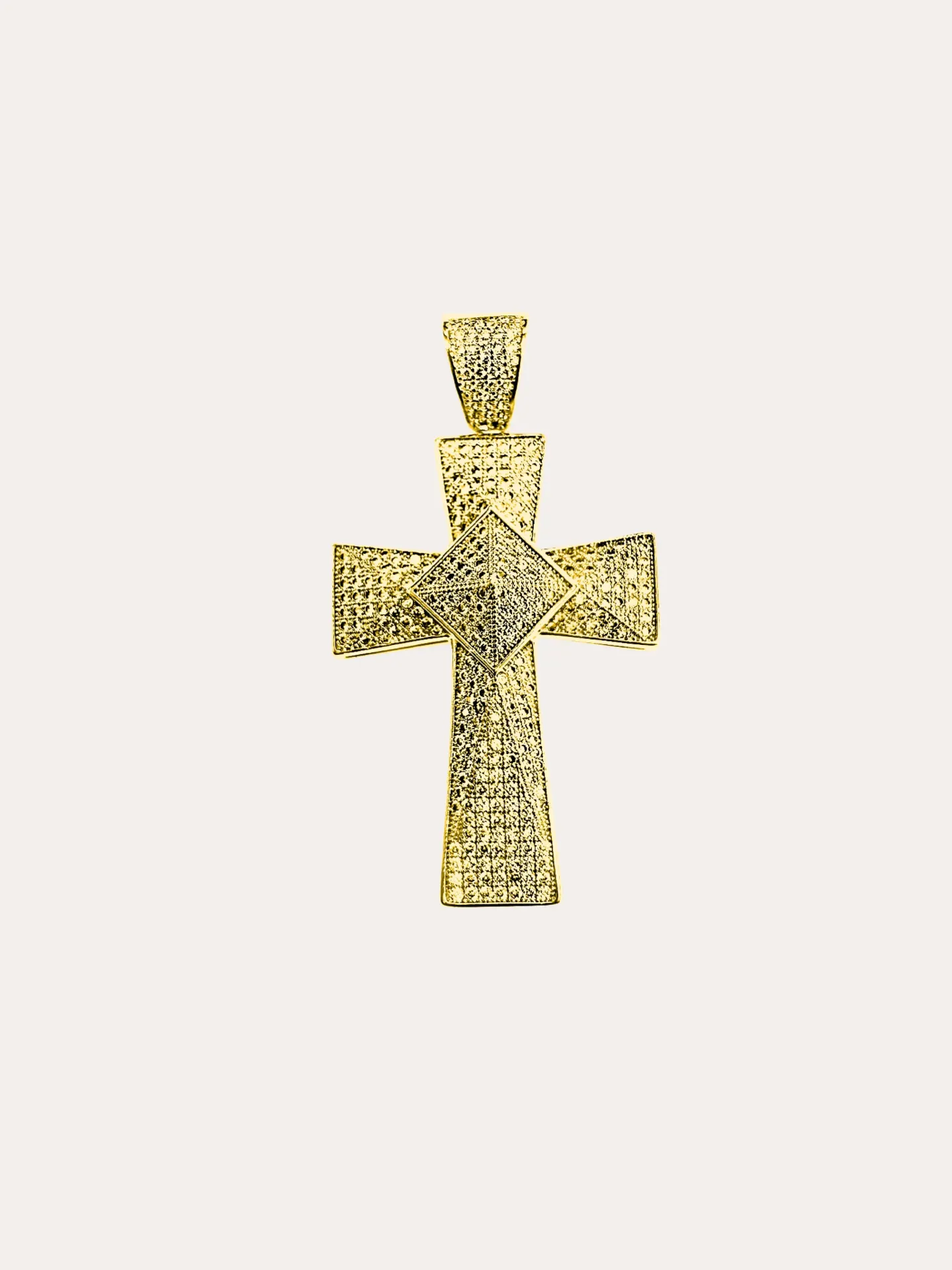DIJE CRUZ PAVÉ ZIRCONIAS BAÑO RODIO (Dorado)