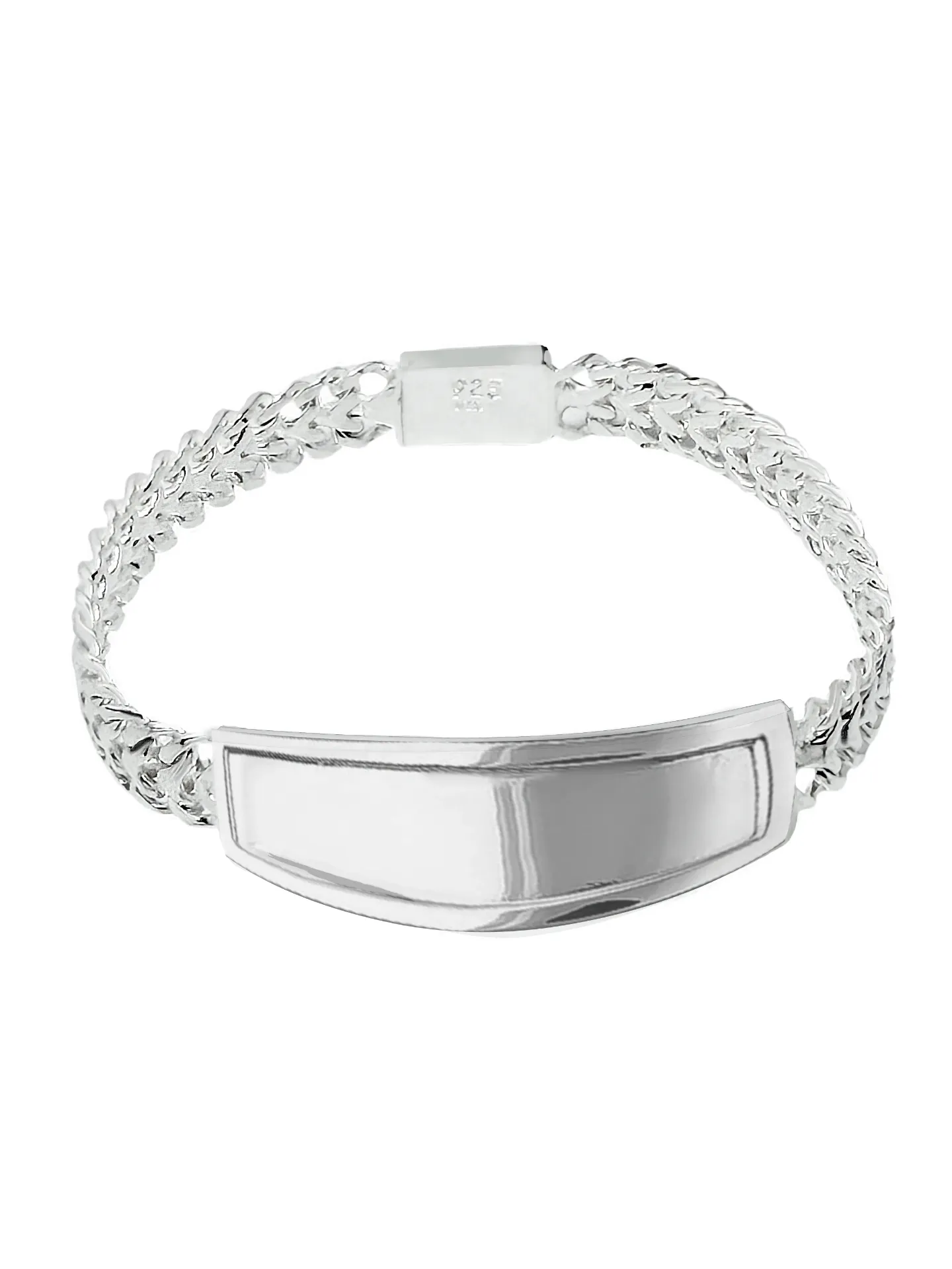 [40905] PULSERA DOBLE TIRA CON PLACA AL ALTO PULIDO PLATA 925