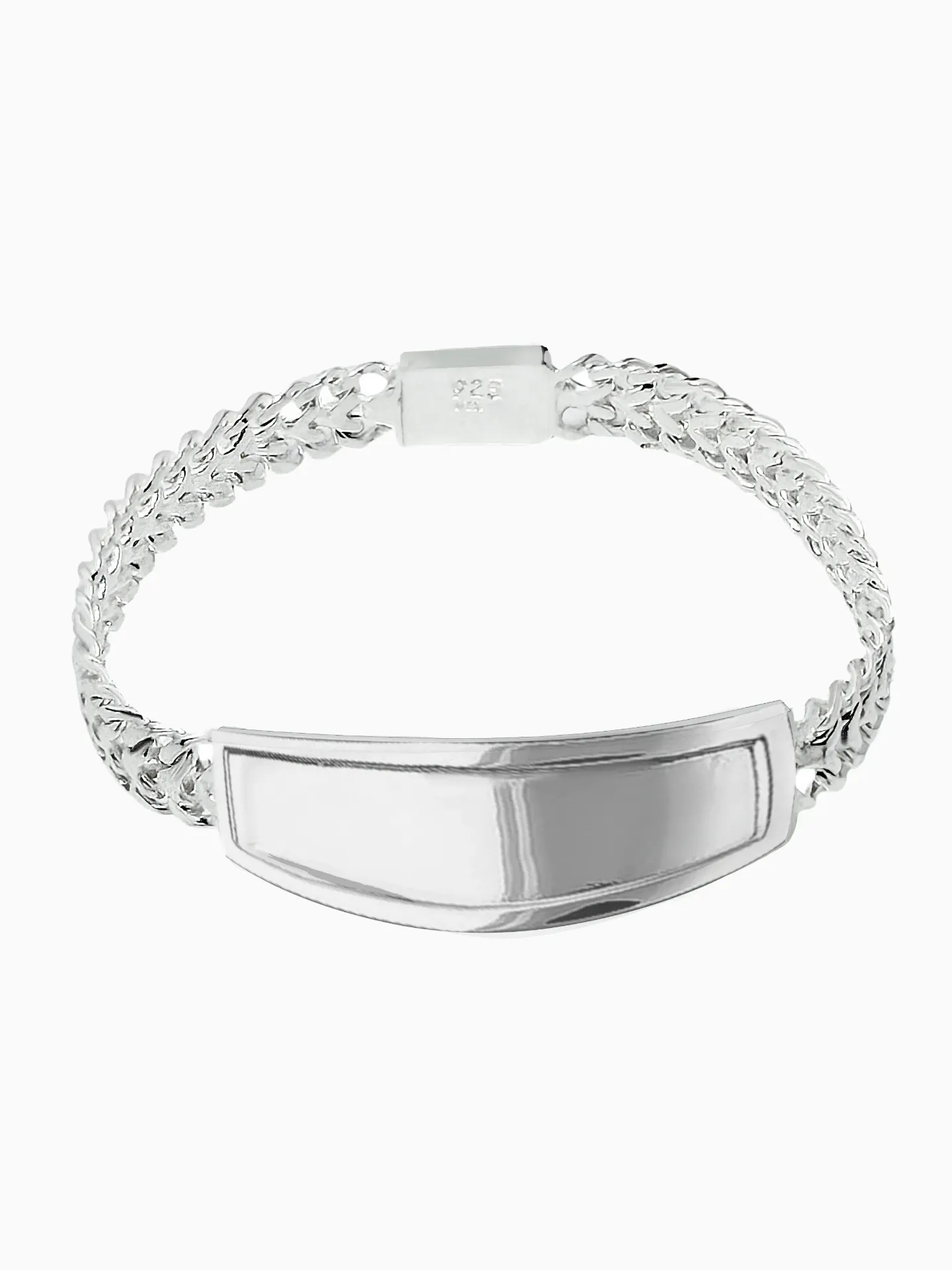 PULSERA DOBLE TIRA CON PLACA AL ALTO PULIDO PLATA 925