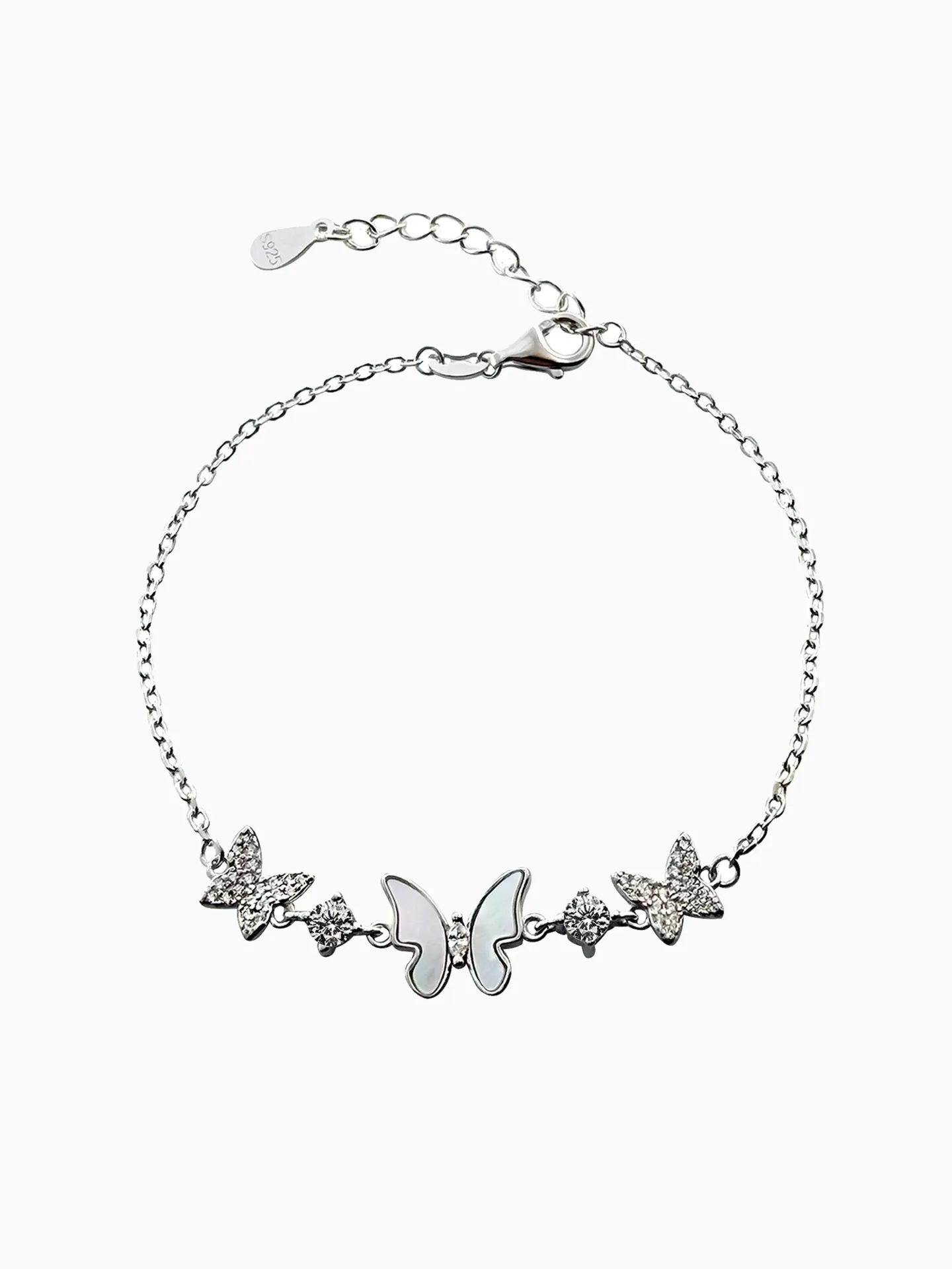 PULSERA MARIPOSA MADRE PERLA PLATA 925