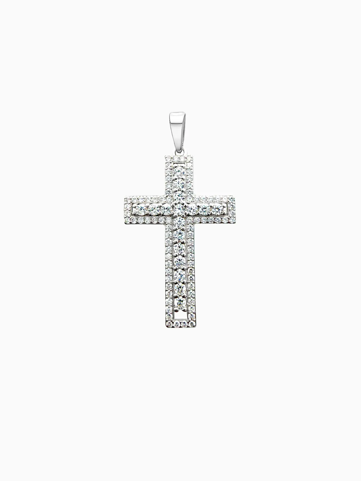 [40854] DIJE CRUZ PAVÉ MOISSANITAS PLATA 925