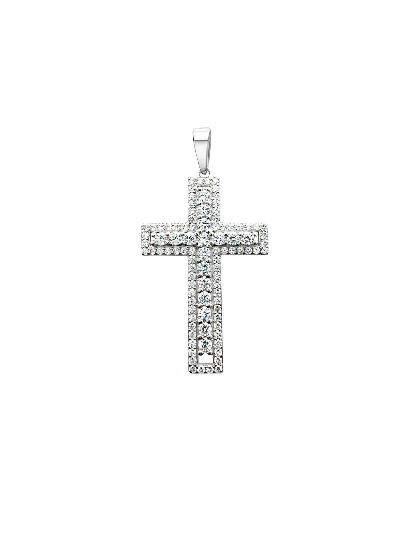 [40854] DIJE CRUZ PAVÉ MOISSANITAS PLATA 925