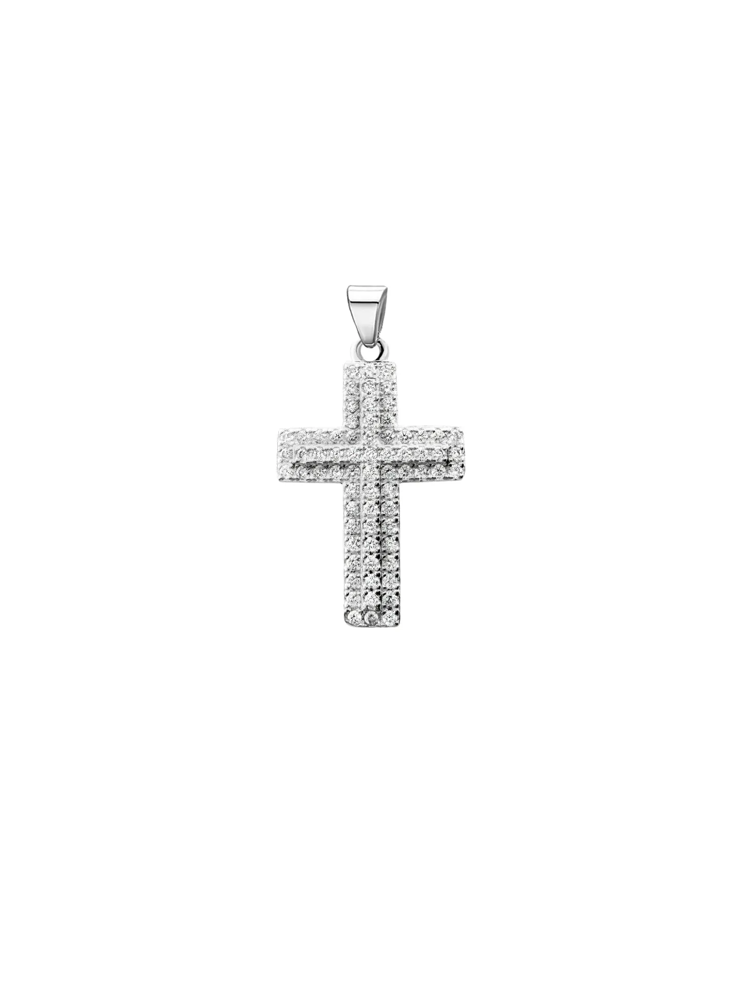[40857] DIJE CRUZ PAVÉ ZIRCONIAS PLATA 925