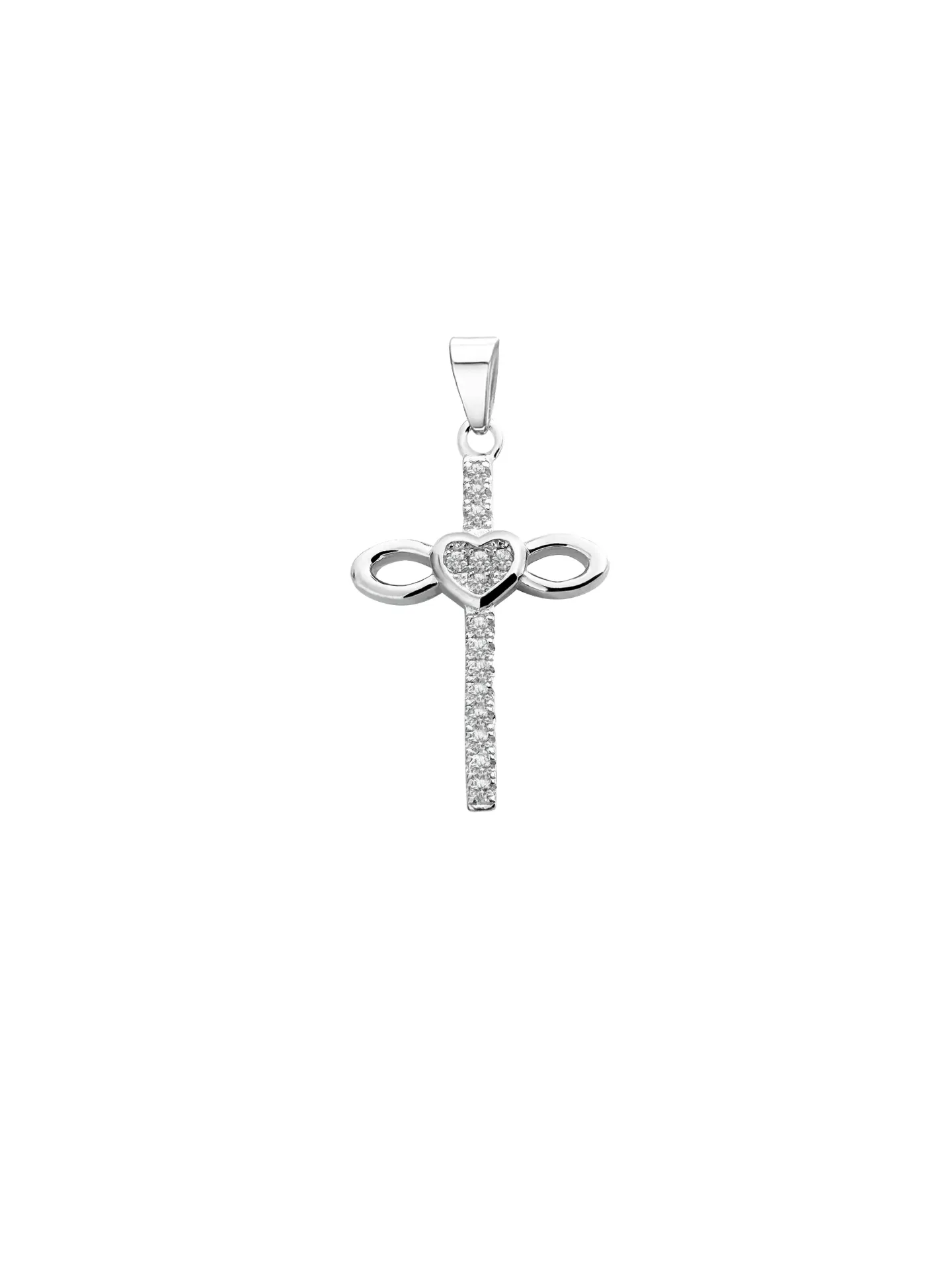 DIJE CRUZ CORAZON ZIRCONIAS PLATA 925
