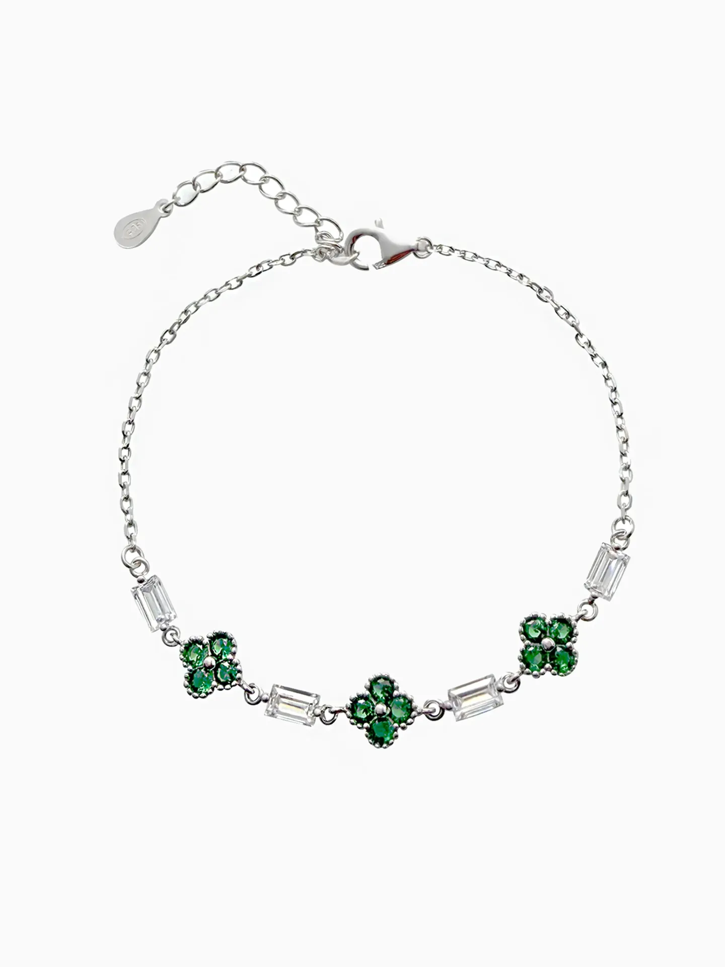 PULSERA FLORES ZIRCONIAS PLATA 925