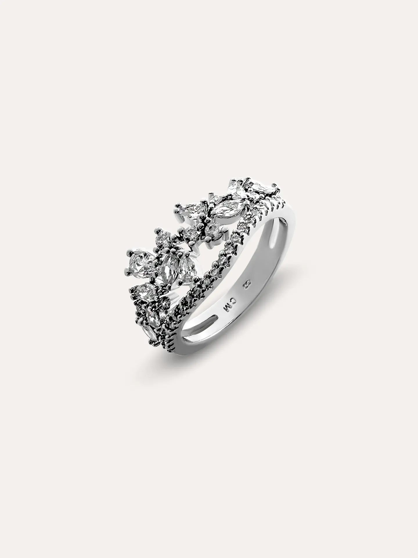 [54673] ANILLO ZIRCONIAS BAÑO RODIO