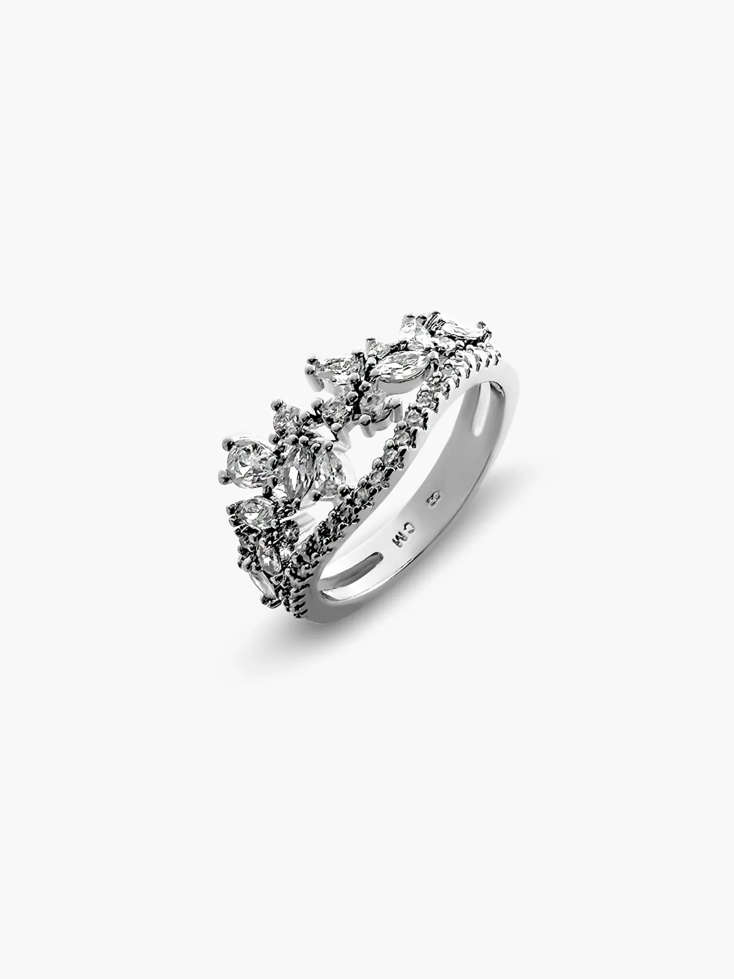 [54673] ANILLO ZIRCONIAS BAÑO RODIO