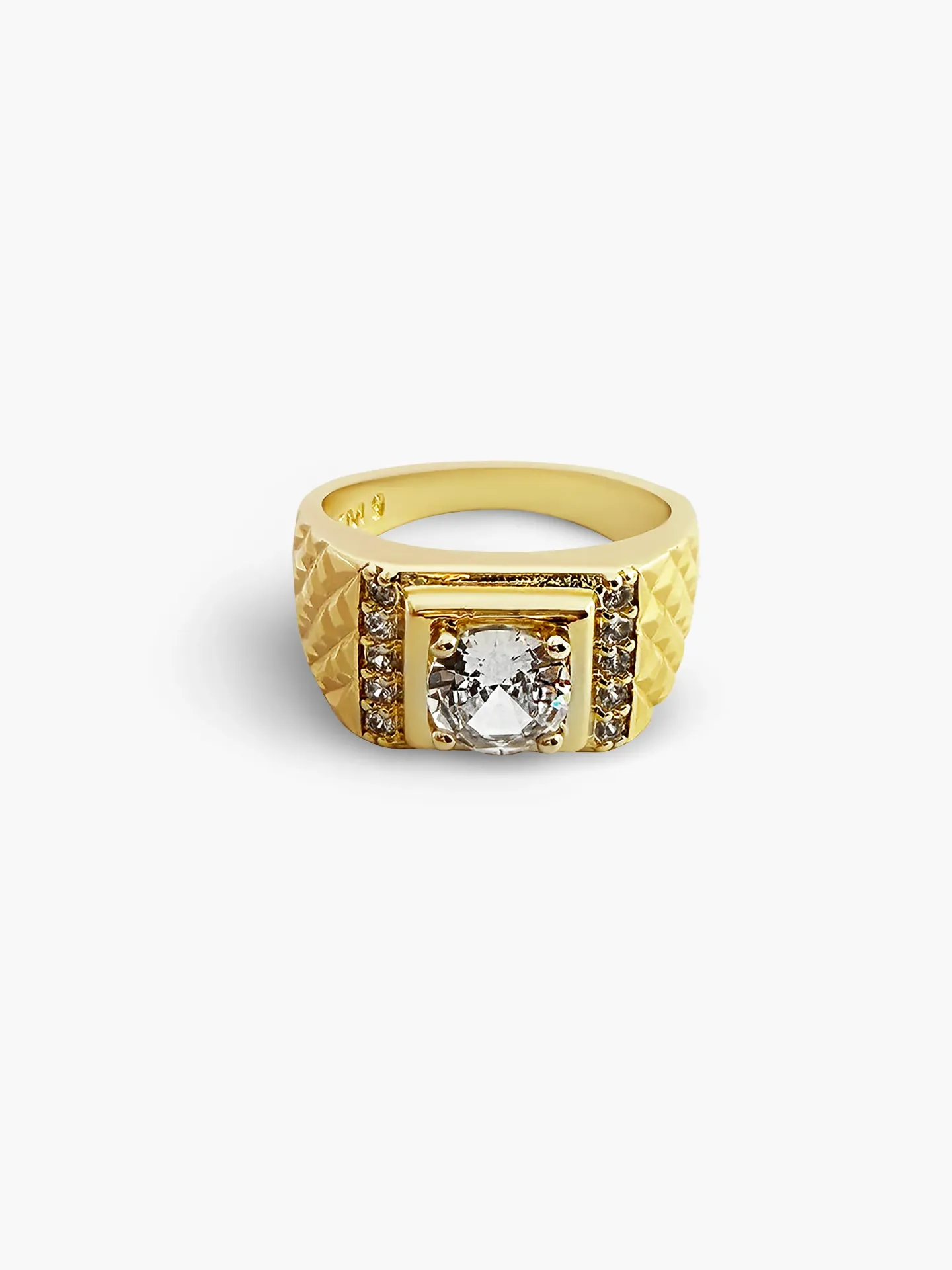 ANILLO FACETADO ZIRCONIAS BAÑO ORO