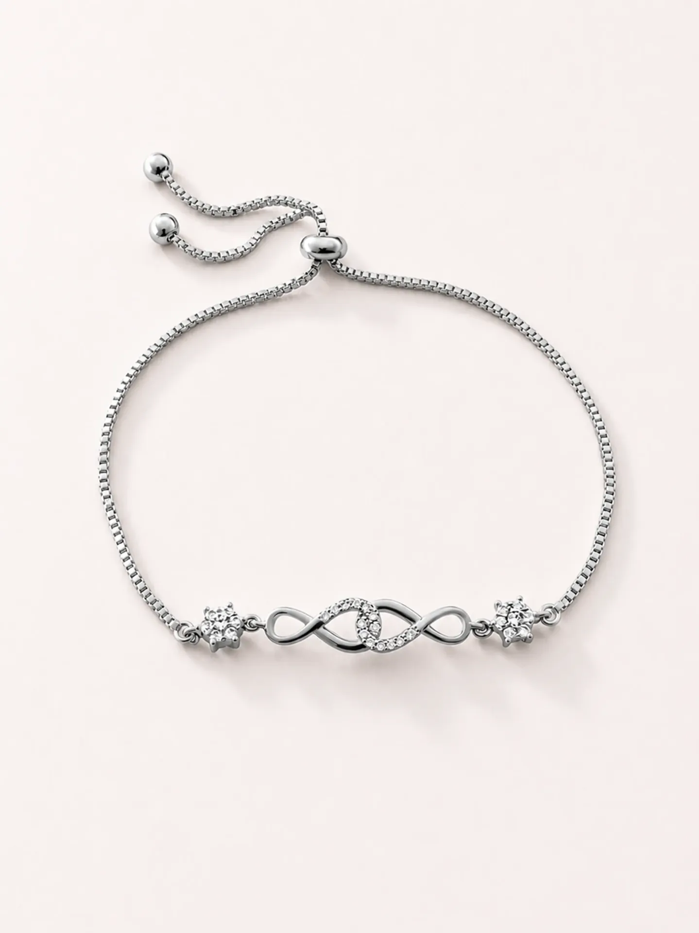 [54704] PULSERA AJUSTABLE INFINITOS BAÑO RODIO