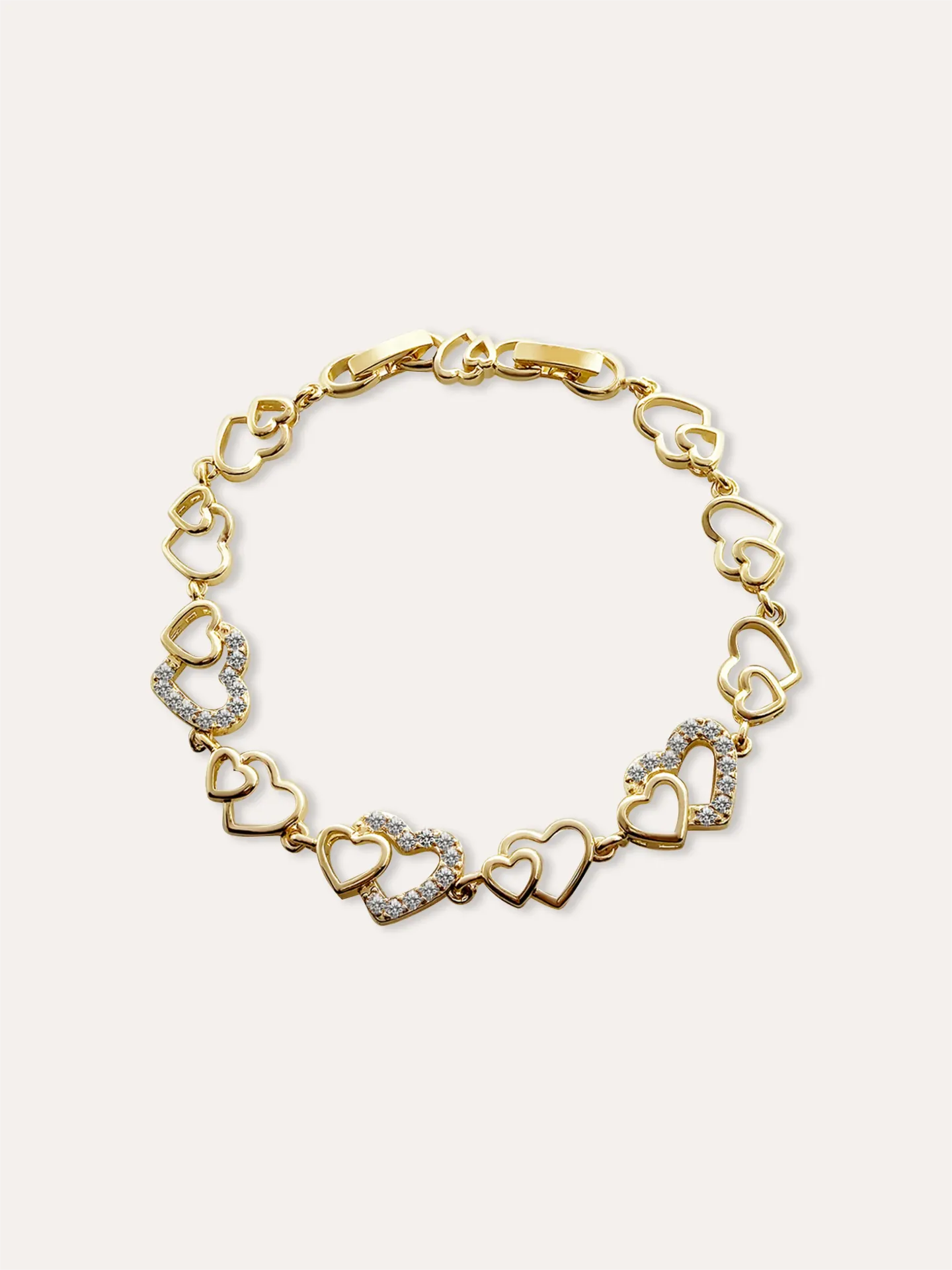 [54706] PULSERA CADENA CORAZONES BAÑO ORO