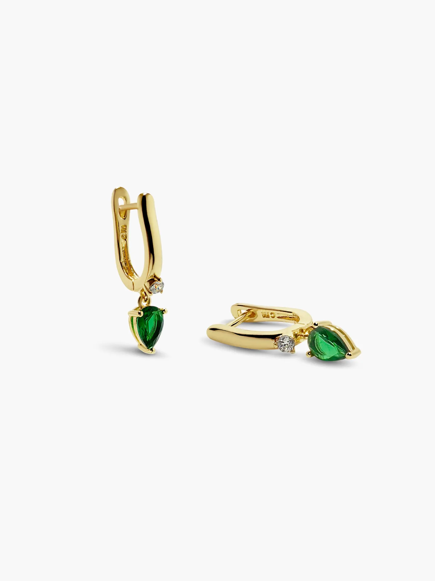 [54709] ARETES ARRACADA ZIRCONIA COLGANTE BAÑO ORO
