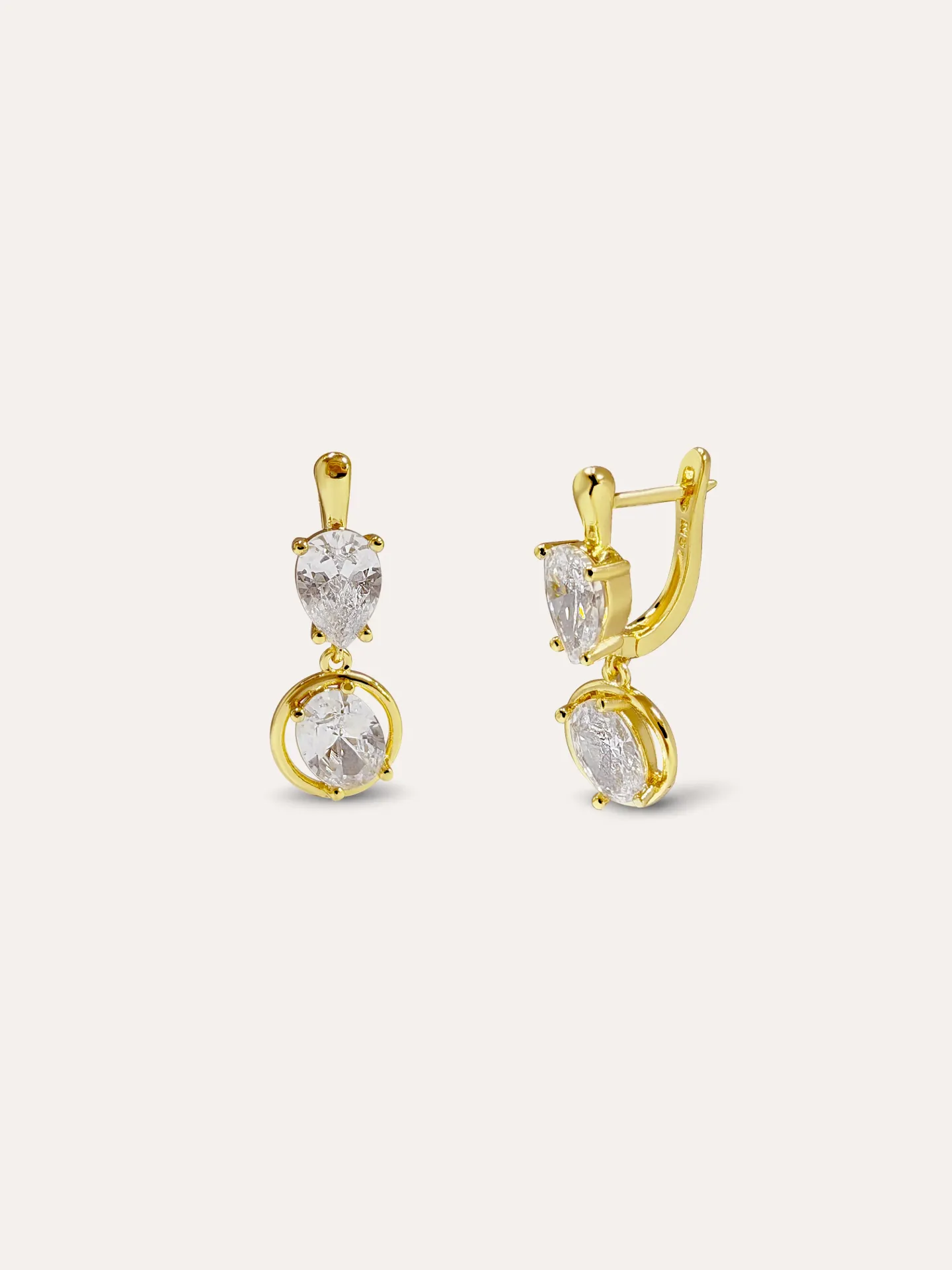 [54711] ARETES ZIRCONIAS COLGANTE BAÑO ORO