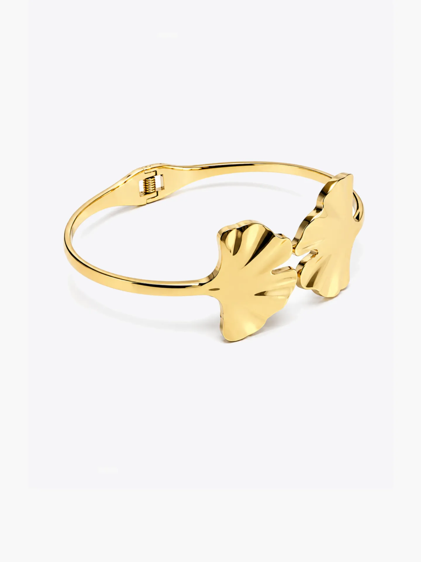 BRAZALETE HOJA ACERO DORADO